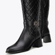 Жіночі стьобані шкіряні сапоги на підборах чорно-срібний 99_D_504_1_37, 37 - зображення 6