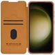 Кожаный чехол (книжка) Nillkin Qin Pro Camshield для Samsung Galaxy S24 FE Коричневый - изображение 4