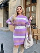 Вʼязана сукня у смужку DJULIA, колір Бузок розмір One Size - изображение 3