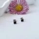 Серебряные сережки серьги гвоздики на фиксаторах Квадрат с Черными Камнями серебро 925 пробы Родиров. 1054ф2 - изображение 11
