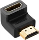 Адаптер переходник угловой HDMI-HDMI UGREEN HD112 HDMI 4K Adapter Male to Female (90°, 4K@60, HDMI 2.0). Black - изображение 1
