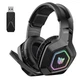 Геймерские игровые Bluetooth наушники Onikuma B100 с выдвижным микрофоном и LED подсветкой Black - изображение 1