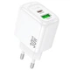 Зарядне мережеве Hoco CS55A 1хType-C1хUSB PD30W+QC3.0 швидка зарядка для телефону/смартфону Білий - зображення 1