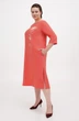 Вільна сукня великих розмірів з льону з вишитими квітами Ольвія (Plus size). Червоний, р.60, код 0357/60/998 - изображение 2