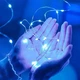 Гірлянда світлодіодна нитка роса 10м LED 100 на батарейках 3 шт AA та USB колір Blue - зображення 3
