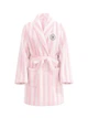 Плюшевый халат Victoria Secret Logo Short Cozy Robe Pretty Blossom Stripes M/L розовая полоска - изображение 3