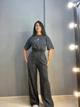 Женский костюм Coast Moda 4232 вареный тай-дай брюки палаццо с футболкой оверсайз сердце S графит - изображение 1