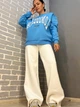 Свитшот женский Quzen 488 надпись впереди long beach флис утепленный S голубой - изображение 5
