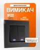 Выключатель 2-клавишный с подсветкой и рамкой черный матовый цвет BRS - изображение 2