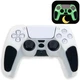 Качественный люминесцентный защитный силиконовый чехол Rubber Protective (White/Black) для геймпада DualSense Sony PlayStation 5 (PS5) [Светится в темноте] - изображение 1