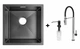 Комплект Gunter&Hauer: Кухонна мийка Olef 4522 Black + Кухонний змішувач STERN Brush Black + Дозатор SOAP DISPENSER Black - зображення 1