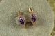 Серьги Xuping Jewelry маркиз с фиолетовым камнем в ободке 1,5 см золотистые - изображение 1