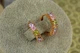 Сережки кільця Хuping Jewelry з крупними різнокольоровими каменями 1,5 см золотисті - зображення 2