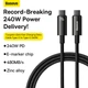 Кабель Baseus Tungsten Gold Fast Charging Data Cable Type-C to Type-C |240W, PD3.1, 1m| черный - изображение 9