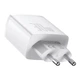 Блок живлення Швидка зарядка Мережевий зарядний пристрій Baseus Compact Quick Charger 2U+C 30W EU White - зображення 2