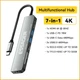 USB-хаб Essager 7 in 1 USB C HUB 60W HDMI 4K, Type-C, USB 3.2, USB 2.0, TF, SD Grey (EHB07-QH0G-Z) - изображение 2