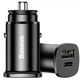 Автомобільний зярядний пристрій Baseus Square Metal 1USB+Type-C QC (5A) (PPS-30W-MAX) (CCALL-AS01) Black - зображення 1