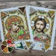 Набор для вышивания бисером Венчальной пары икон ARHIBIS Богородица и Иисус Христос 21х25 см (ЖК-4005 ЖК-4006) - изображение 1