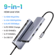 USB Хаб концентратор Ugreen 9 в 1 HDMI VGA RJ45 SD TF USB 3.0 PD 100 W док-станція - зображення 3