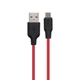Кабель USB Hoco X21 Plus Silicone Micro 0.25m Колір Чорно-Червоний - зображення 1