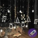 Гирлянда-бахрома штора Рождественские фигурки 12 нитей 120LED 3м*1м на батарейках+USB белый 1000-XR-9-W-USB - изображение 1