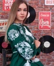 Вишита жіноча сукня Olana Подолянка льон зелений 46 - изображение 2