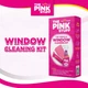 Набір для миття вікон The Pink Stuff Window Cleaning Kit (спрей 850 мл, 2 мікрофібри і ручка для насадок) - изображение 2