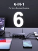 Зарядна станція 175W 6-Ports GAN Charger USB-C PD3.0+QC3.0 LED дисплей Black - зображення 7