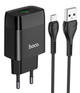 Зарядний пристрій зі швидкою зарядкою QC 3.0 для телефону + кабель MicroUSB HOCO C72Q |1USB, 3A| Черный - зображення 1