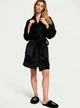 Халат Victoria's Secret флісовий чорний плюшевий лого Short Cozy Robe XS/S - зображення 3