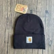 Шапка кархарт с логотипом Carhartt мужская и женская зимняя теплая черная - изображение 1