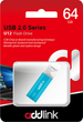 Флеш память USB AddLink U12 64GB USB 2.0 Blue (ad64GBU12A2) - изображение 2