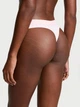 Хлопковые трусики Victoria's Secret Cotton Shine Patch Thong Panty розовые в полоску размер M - изображение 3