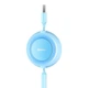 Кабель Baseus Bright Mirror 2 Series Retractable 3-in-1 Fast Charging Data Cable USB to M+L+C 3.5A 1.1m Sky Blue (CAMJ010017) - изображение 5