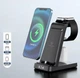 Бездротова зарядна док-станція 3в1 зарядний пристрій для iPhone / Airpods / Apple Watch, чорна "S" (95246842) - зображення 3
