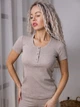 Футболка бавовняна жіноча Leinle 1632 XS Бежева (4821632430031) - зображення 3