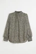 Блуза H&M M чорно білий квіти 1604884319 - зображення 1