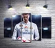 Модульная картина Фигура Криштиану Роналду (Cristiano Ronaldo) на постере к игре "FIFA 18" 130x94 см Модуль №4 (003600) - изображение 1