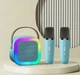 Колонка караоке з 2-ма мікрофонами зі зміною голосу, Bluetooth колонка з RGB підсвічуванням Голуба - зображення 3