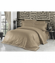 Комплект постельного белья Deluxe Satin First Choice - First Choice - DLX-26 NOVEL LİNE ALMOND - Полуторный - Коричневый - изображение 1