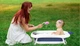Складная детская ванночка с подушкой RICOKIDS Бело-синяя 82 х 50 х 21.5 см (RK-280) - изображение 2