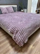 Велюровый однотонный плед Евро Colorful Home "Шарпей" 200 см х 230 см с широкими полосками Лиловый - изображение 1