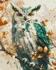Картина по номерам 40х50 см. Изумрудная сова с красками металлик Brushme 4117 - изображение 1