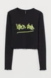 Лонгслив H&M M черный надписи 1607937915 - изображение 1
