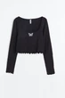 Лонгслив для сна H&M M черный 12091113709 - изображение 1