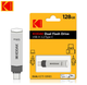 Высокоскоростной двухсторонний OTG USB - флеш - накопитель128GB Kodak K273 с интерфейсом 3.2 Type-C Серый - изображение 1
