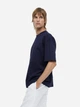 Футболка хлопковая длинная мужская H&M 271074658 M Темно-синяя (2727000040178) - изображение 4