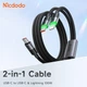 Кабель швидкого заряджання Mcdodo 2 in 1 USB-C to USB-C + Lightning 100W Cable with LED 1.5m CA-6700 - зображення 3