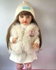 Большая виниловая кукла в полушубке Reborn Baby Doll с настоящими волосами и живыми глазами - изображение 7