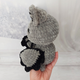 Мягкая плюшевая игрушка handmade Летучая мышь 21 см серая вязаная крючком амигуруми - изображение 3